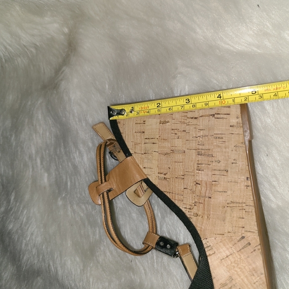 Y2K Coach Size 7.5 B Black Fabric Tan Cork Wedges - Picture 6 of 14